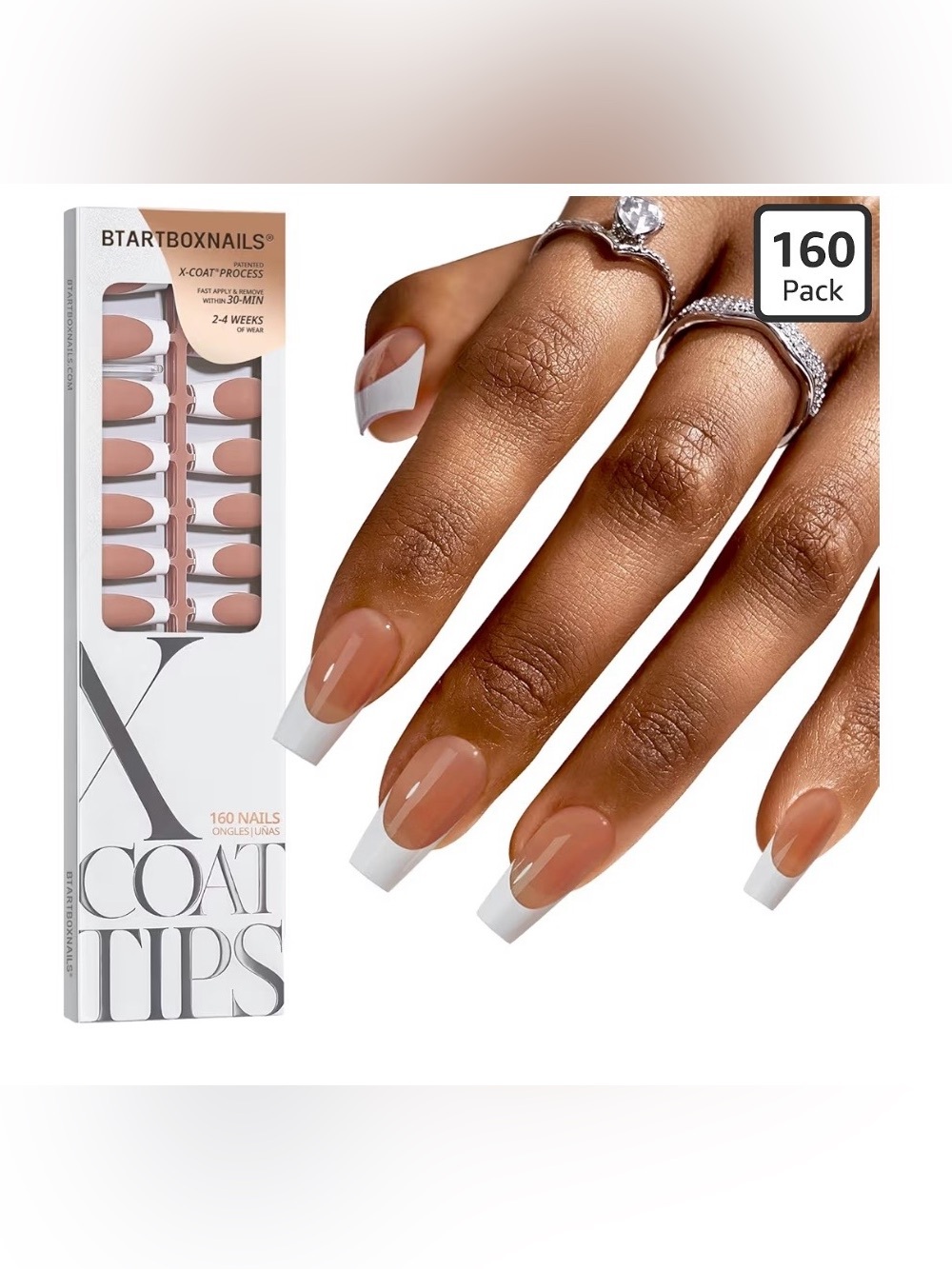 BTARTBOXNAILS XCOATTIPS French Tip Press-On Nails